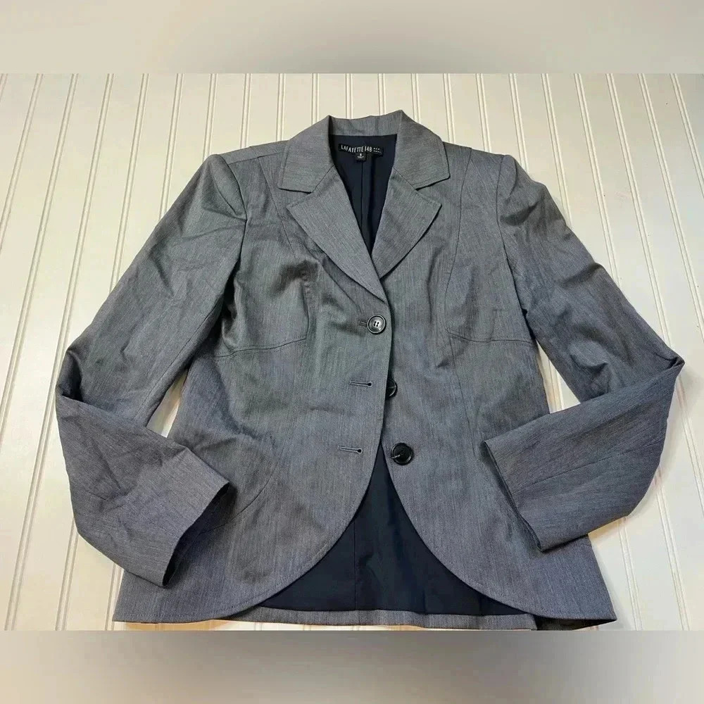 Lafayette 148 6 Wool Mohair Blend Suit Jacket Blazer Women